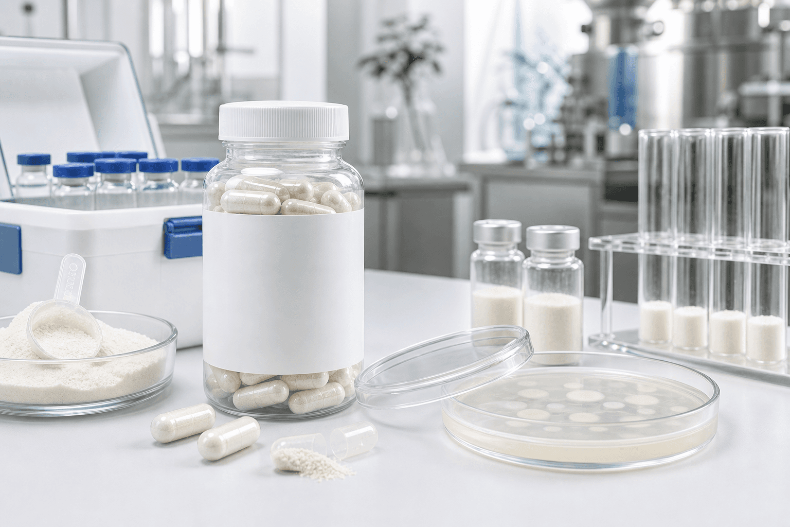 Probiotic, prebiotic and postbiotic supplement manufacturing